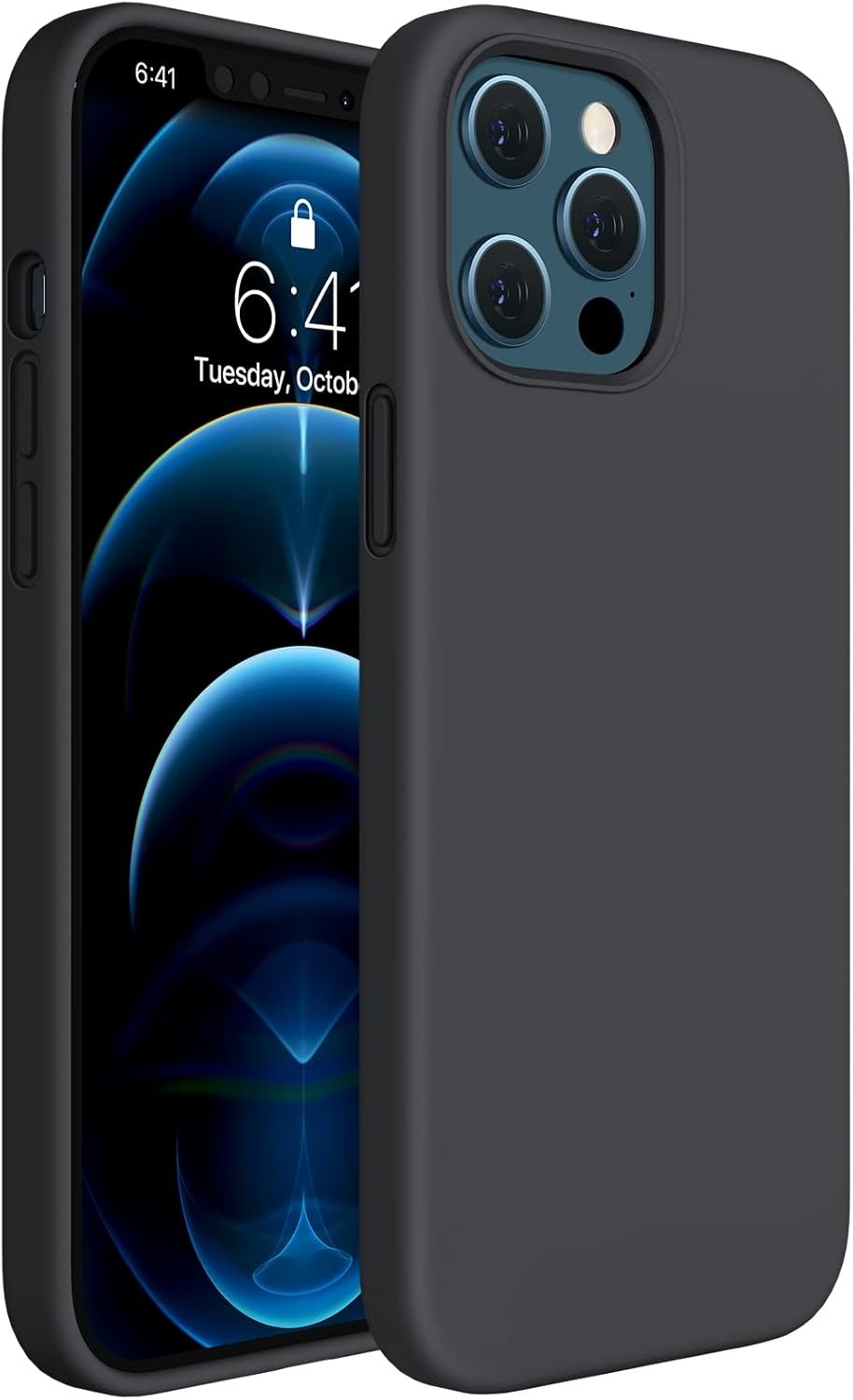 Compatible with iPhone 12 Pro Max Case – Liquid Silicone Gel Rubber Case with Soft Microfiber Lining, Shockproof Anti-Scratch Drop Protection Phone Cover – Black