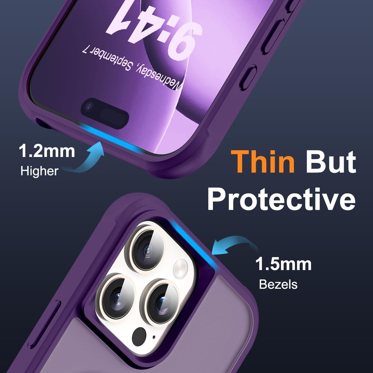 MagSafe Compatible Case for iPhone 16 Pro Max (6.9") | Invisible Magnetic O-Ring Stand | Military-Grade Translucent Shockproof Cover – Purple