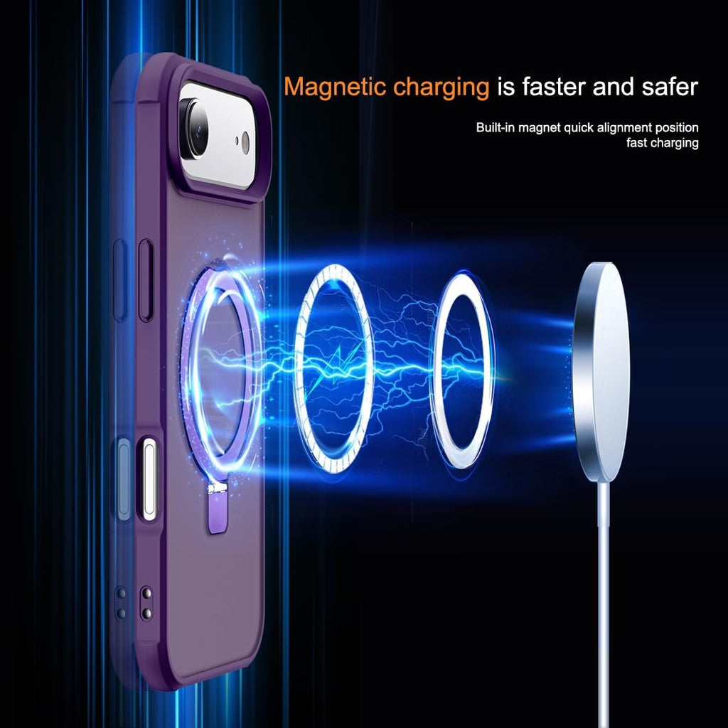 MagSafe Compatible Case for iPhone 17 Air (6.5") | Invisible Magnetic O-Ring Stand | Military-Grade Translucent Shockproof Phone Case – Purple
