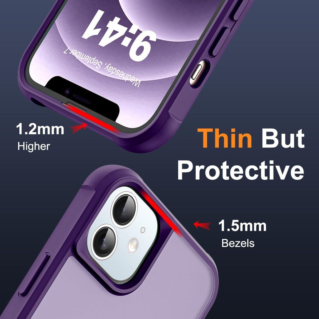 Brandson Compatible iPhone 12 / 12 Pro Case 💜 Invisible Magnetic O-Ring Stand | Military-Grade Translucent Case | MagSafe Compatible | Great Grip Feeling
