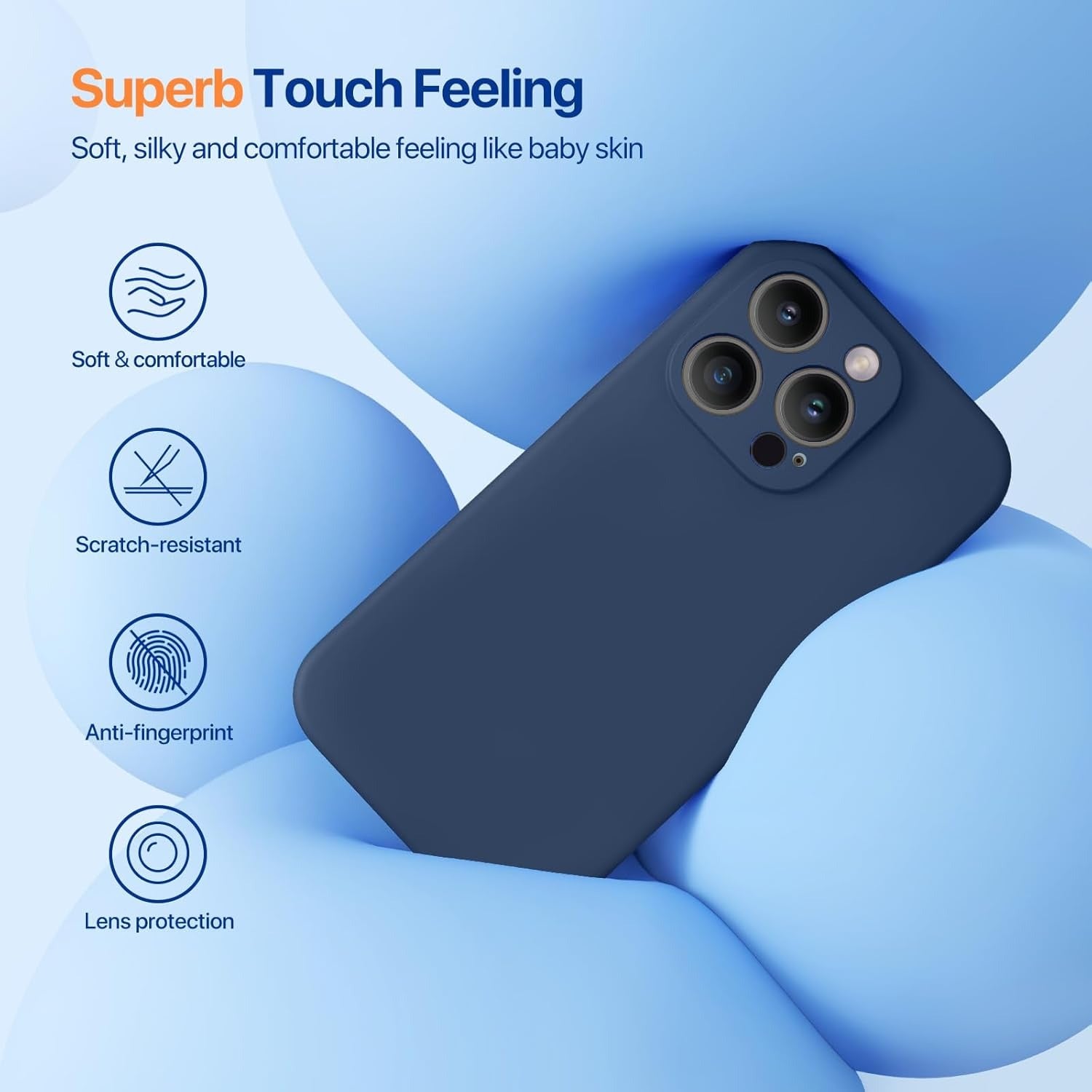 Liquid Silicone Case for iPhone 14 Pro - Dark Blue