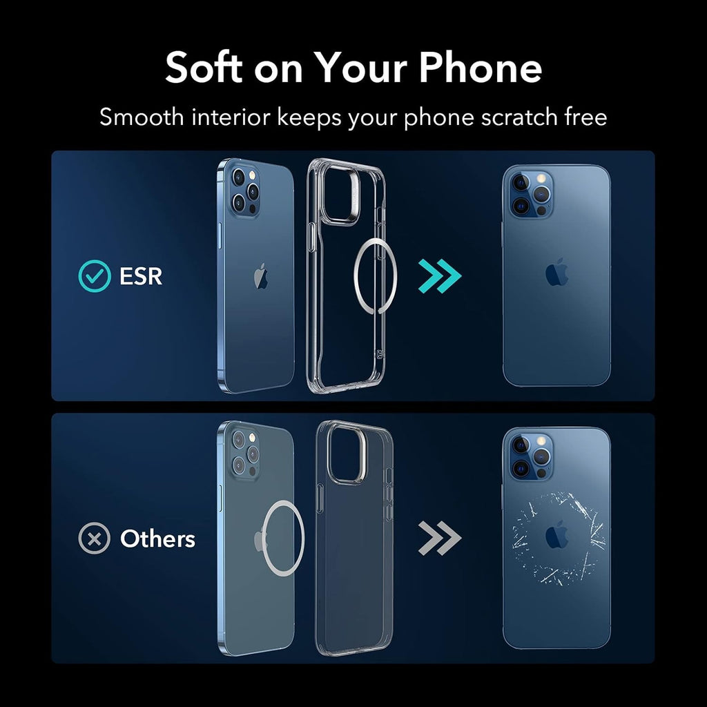 iPhone 12 Pro Max Case with MagSafe, Clear Magnetic Protective Cover, HaloLock Wireless Charging Compatible, Scratch-Resistant Back, Anti-Yellow & Grippy Frame