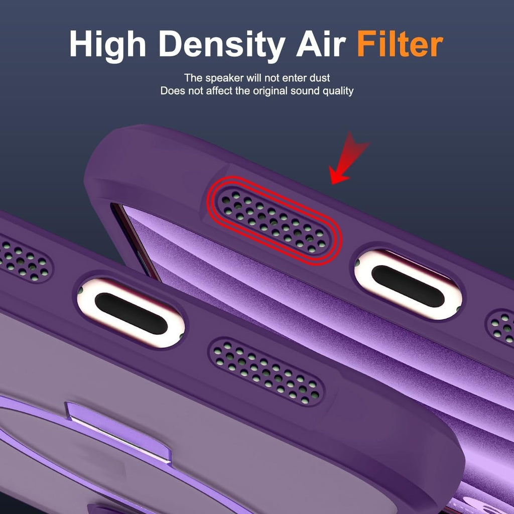 MagSafe Compatible Case for iPhone 16 Pro Max (6.9") | Invisible Magnetic O-Ring Stand | Military-Grade Translucent Shockproof Cover – Purple