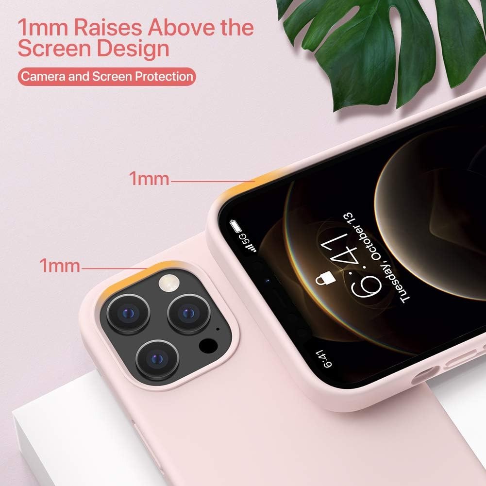 Brandson Liquid Silicone Case for iPhone 12 Pro Max | Soft Anti-Scratch Microfiber Lining | Shockproof Gel Rubber Back Cover | Drop Protection | Sand Pink