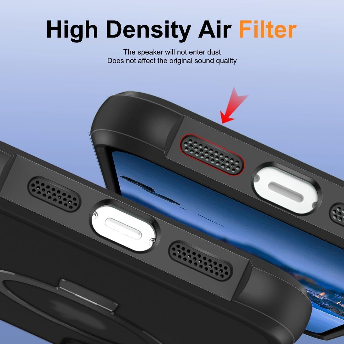 iPhone 14 Plus Case with Invisible Magnetic O-Ring Stand | Military-Grade Translucent MagSafe Compatible Shockproof Cover – Black (6.7”)