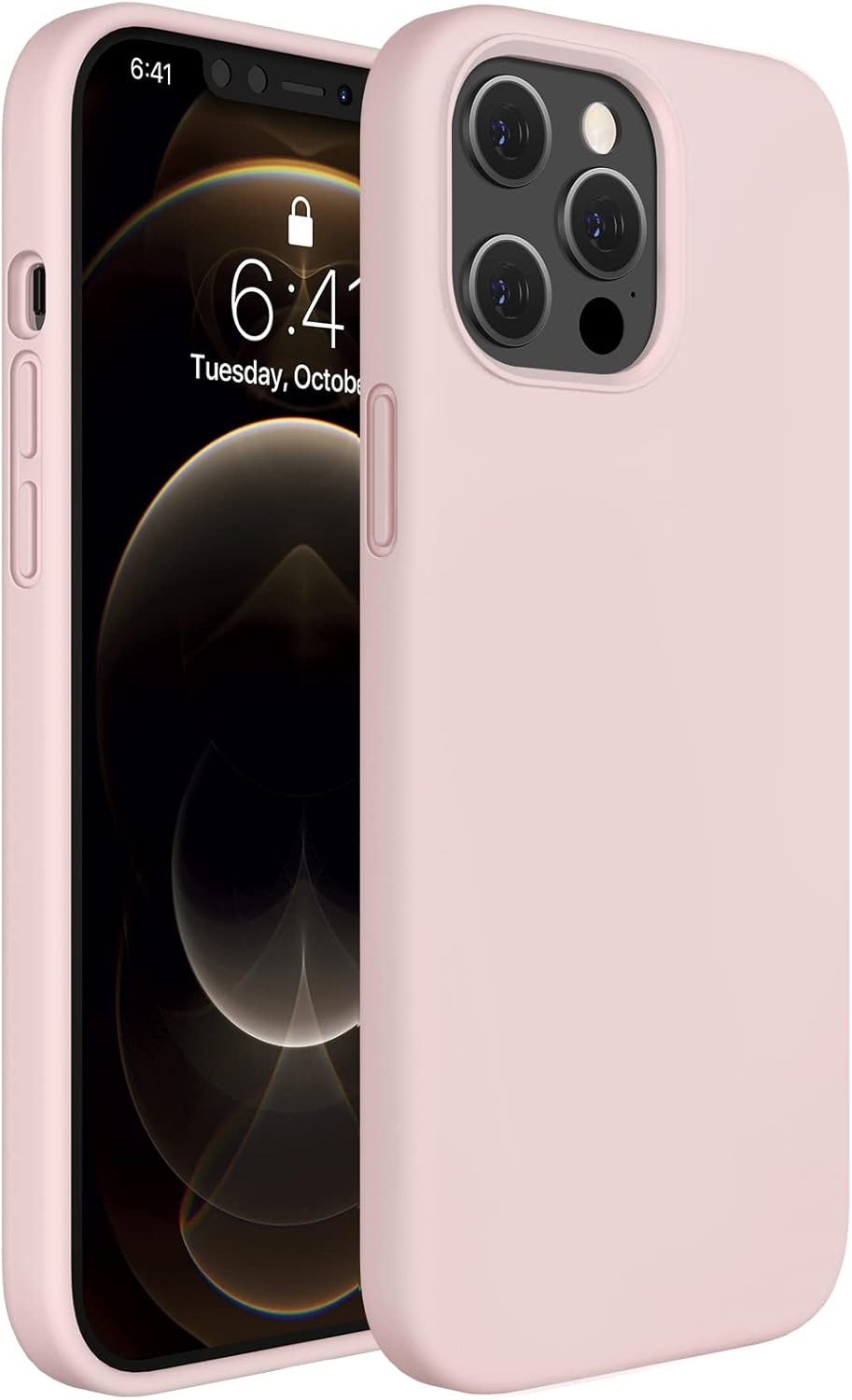 Brandson Liquid Silicone Case for iPhone 12 Pro Max | Soft Anti-Scratch Microfiber Lining | Shockproof Gel Rubber Back Cover | Drop Protection | Sand Pink