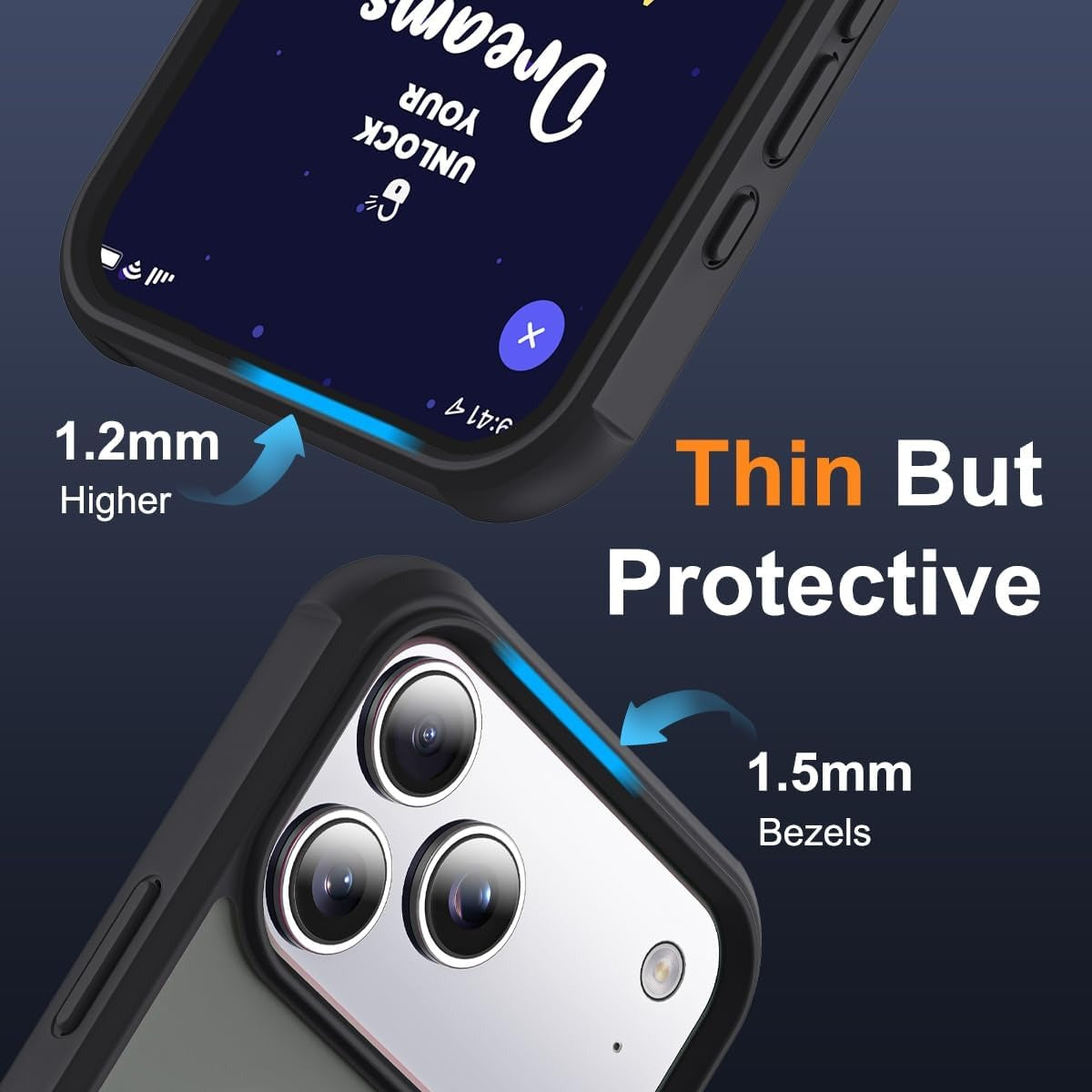 brandsn iPhone 17 Pro Max Case with Invisible Magnetic O-Ring Stand | Military-Grade Translucent MagSafe Compatible Shockproof Cover – Black (6.9”)