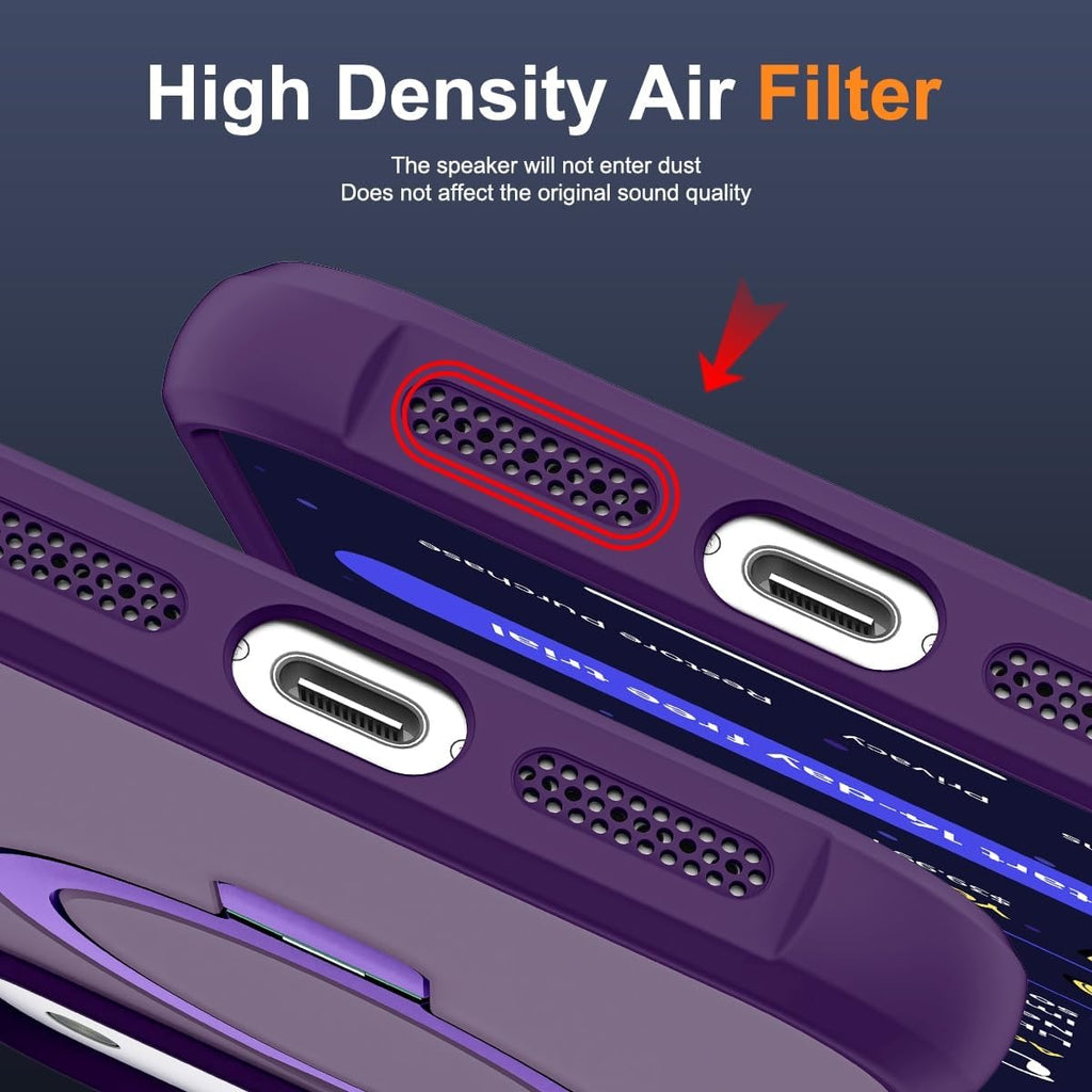MagSafe Compatible Case for iPhone 17 Pro (6.3") | Invisible Magnetic O-Ring Stand | Military-Grade Translucent Shockproof Phone Case – Purple
