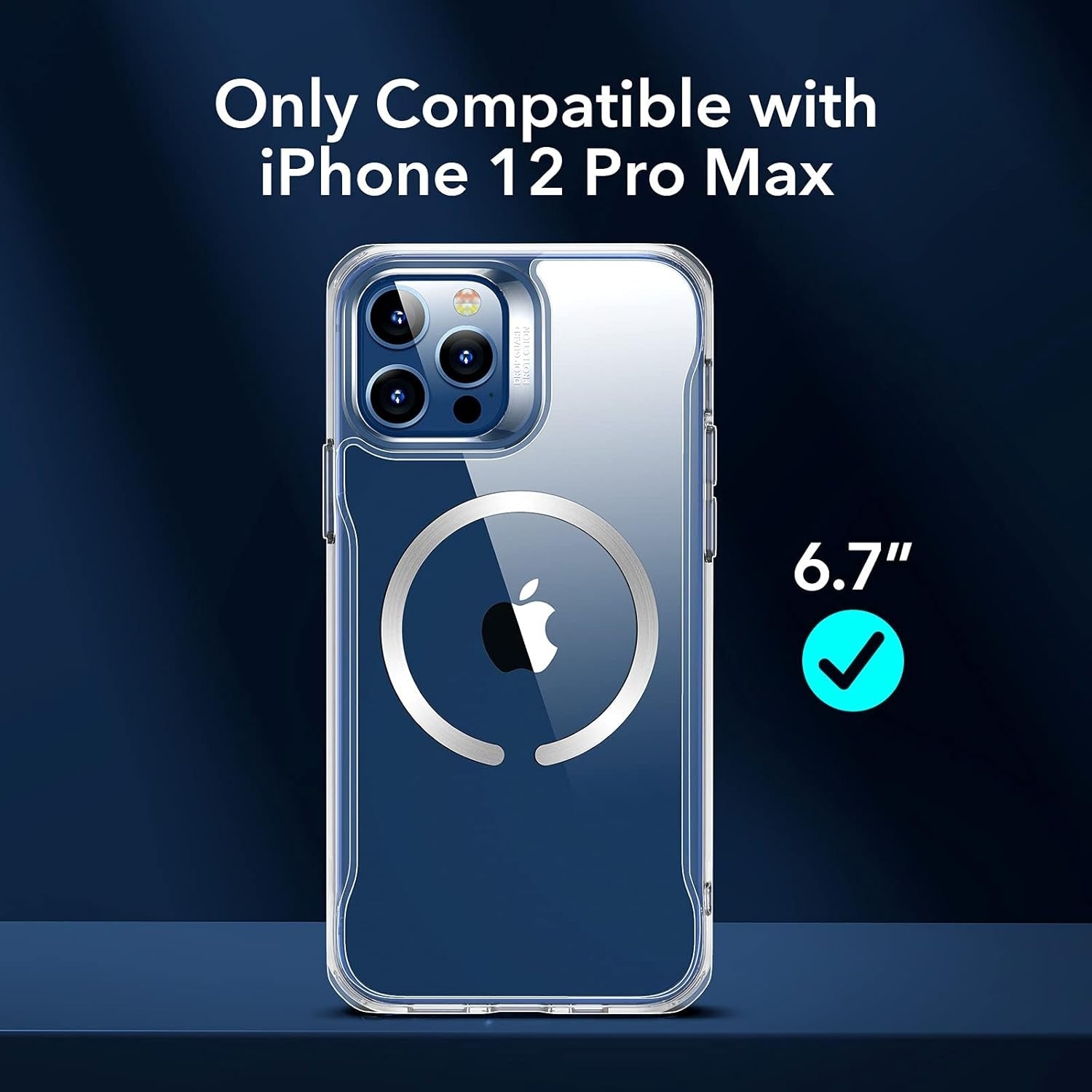 iPhone 12 Pro Max Case with MagSafe, Clear Magnetic Protective Cover, HaloLock Wireless Charging Compatible, Scratch-Resistant Back, Anti-Yellow & Grippy Frame