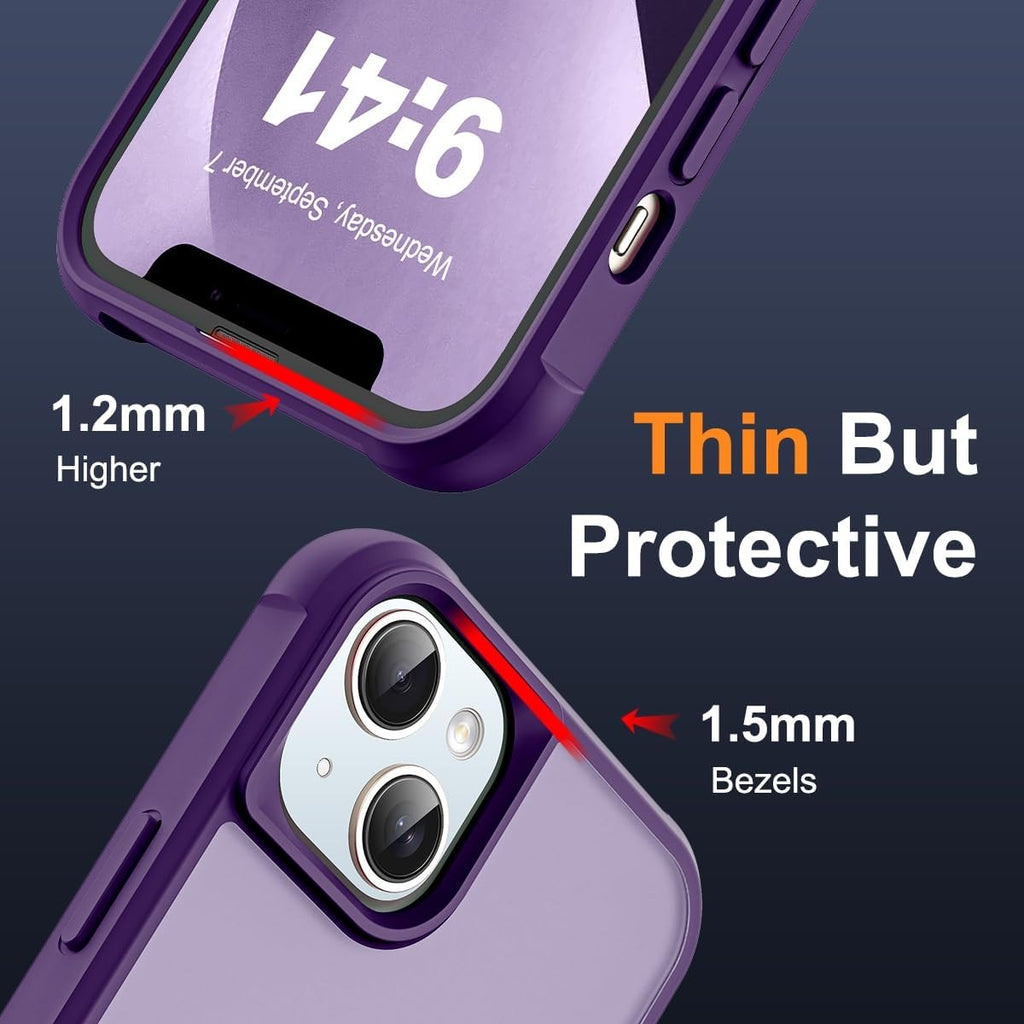 MagSafe Compatible Case for iPhone 12 / 12 Pro | Invisible Magnetic O-Ring Stand | Shockproof Translucent Back Cover – Purple