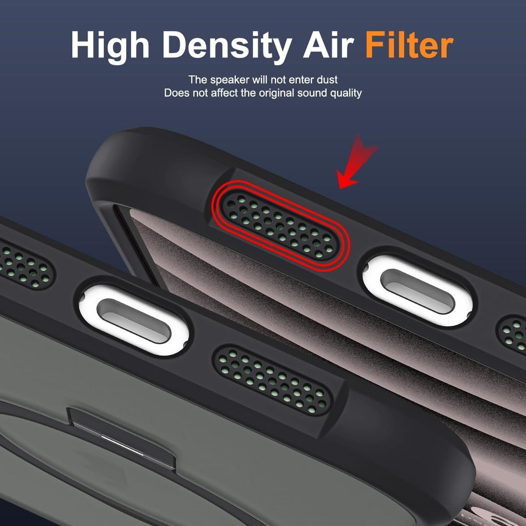 iPhone 16 Case with Invisible Magnetic O-Ring Stand | Military-Grade Shockproof Translucent Back | MagSafe Compatible | Great Grip | Black (6.1”)