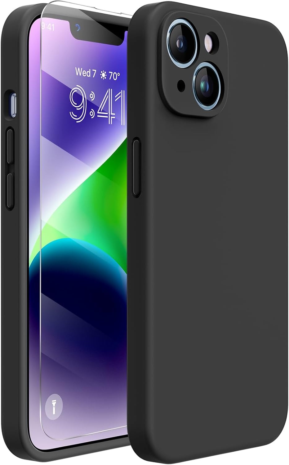 Liquid Silicone Case for iPhone 12 Pro Max – Soft Microfiber Lining, Shockproof Gel Rubber, Anti-Scratch Back Cover – Black