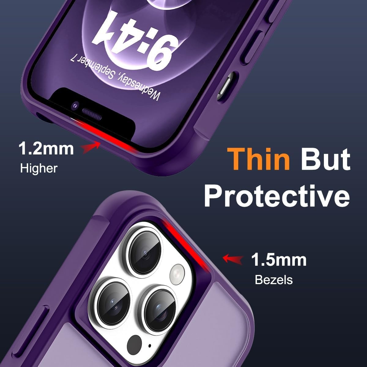 Brandson Compatible iPhone 12 Pro Max / 13 Pro Max Case 💜 Invisible Magnetic O-Ring Stand | Translucent MagSafe Case | Great Grip | Military-Grade Protection