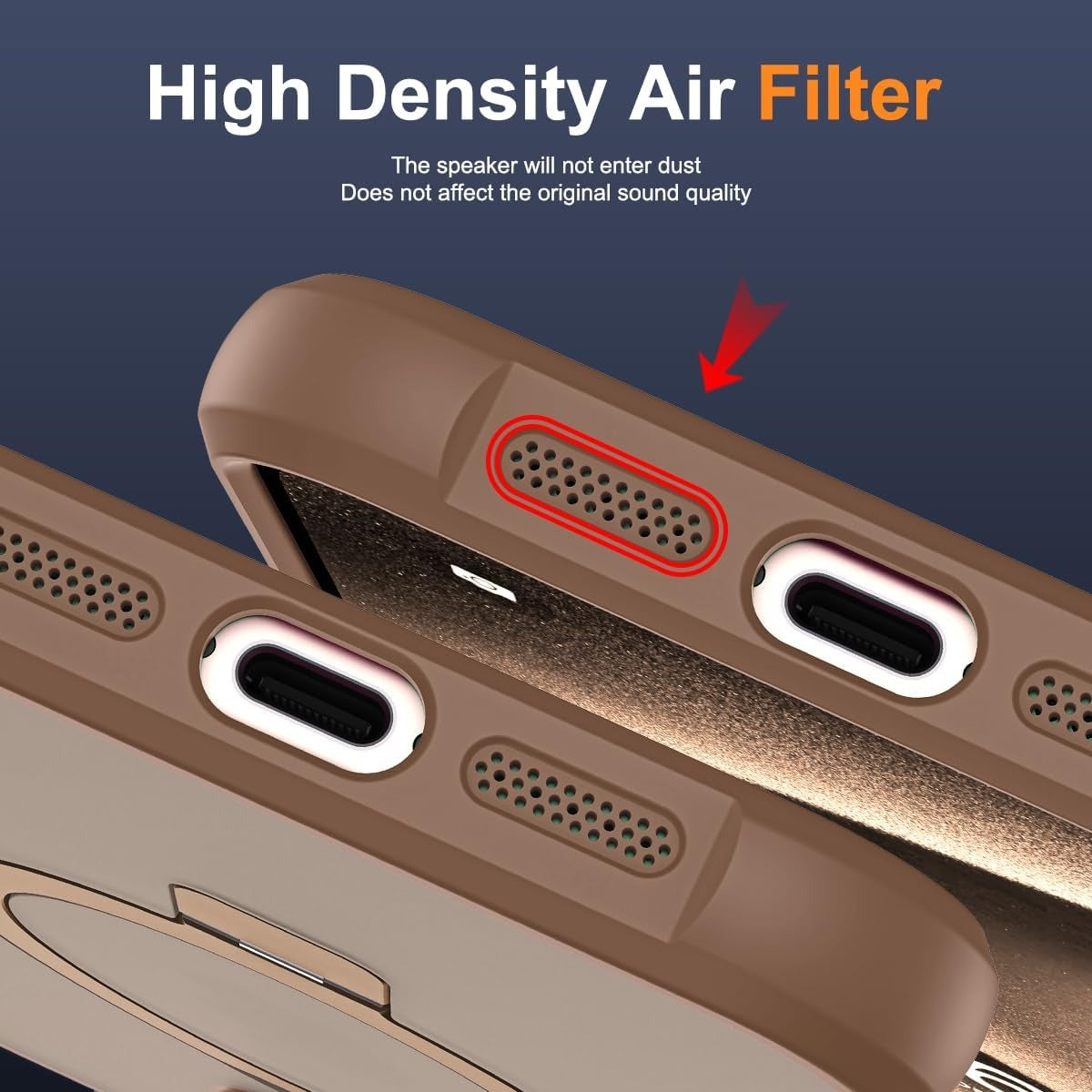 Brandson Compatible with iPhone 14 Plus Case with Invisible Magnetic O-Ring Stand Military-Grade Translucent Case 6.7" MagSafe Compatible, Desert Brown