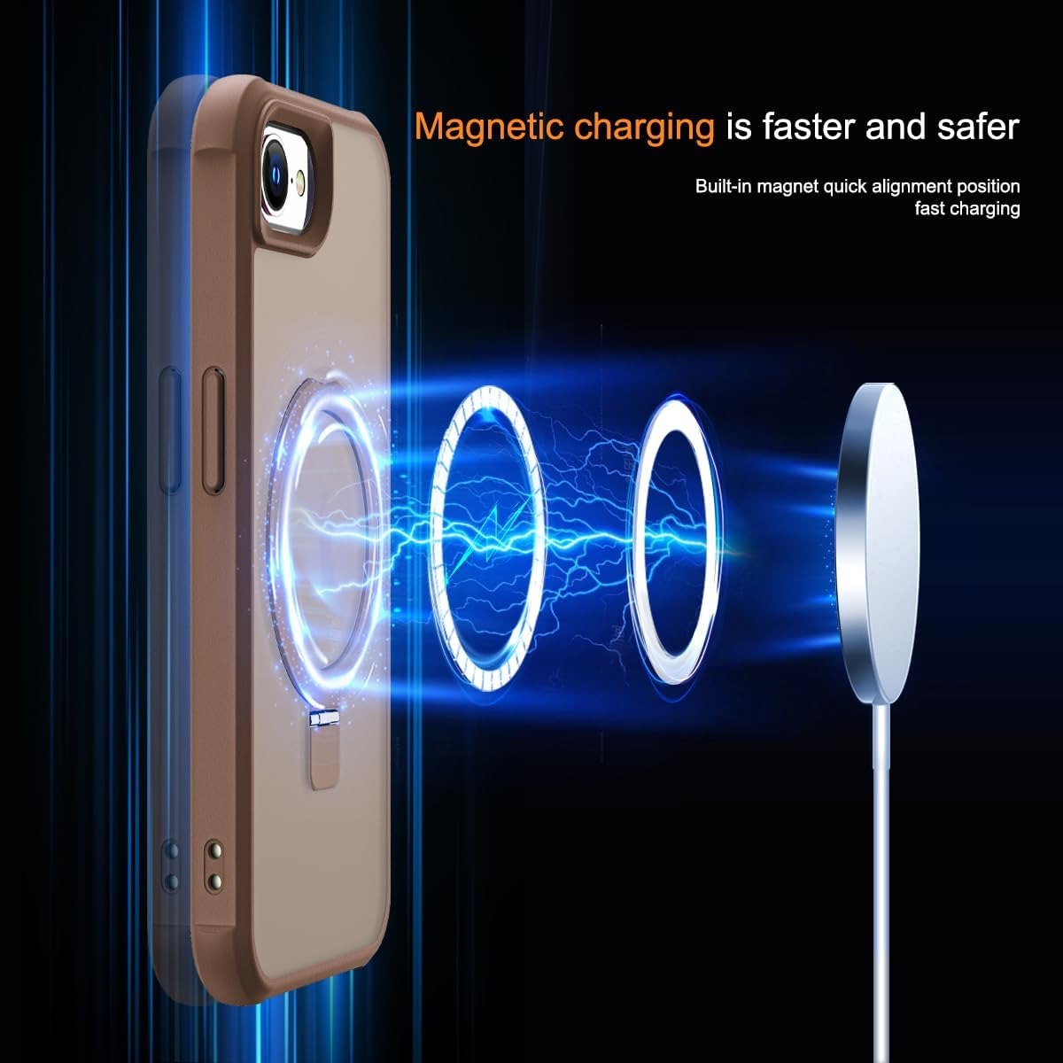 Brandson Compatible iPhone 16 Case 🖤 Invisible Magnetic O-Ring Stand | Military-Grade Translucent Case | MagSafe Compatible | Great Grip Feeling