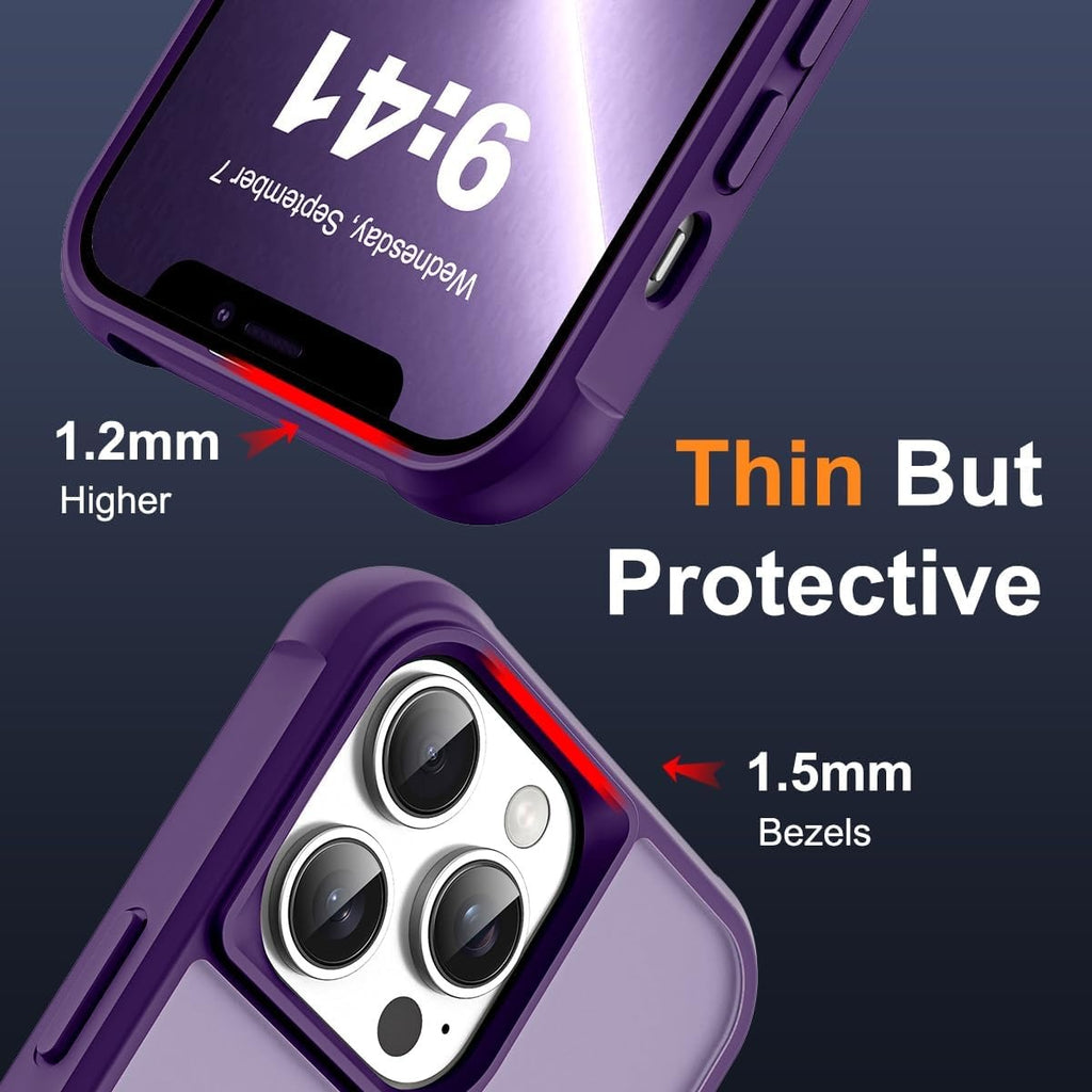 Brandson Compatible iPhone 13 Pro Case 💜 Invisible Magnetic O-Ring Stand | Translucent MagSafe Case | Military-Grade Protection | Great Grip | Purple