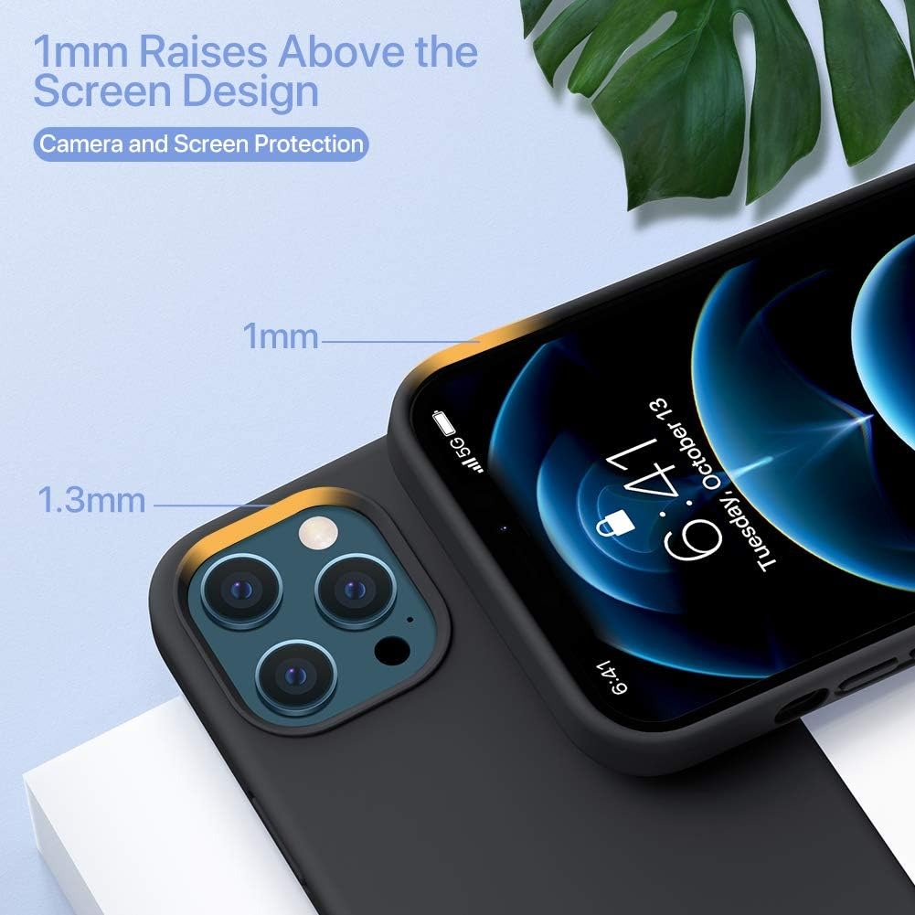 Compatible with iPhone 12 Pro Max Case – Liquid Silicone Gel Rubber Case with Soft Microfiber Lining, Shockproof Anti-Scratch Drop Protection Phone Cover – Black