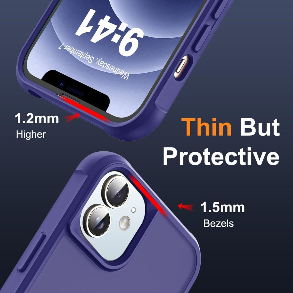 Compatible with iPhone 12 & iPhone 12 Pro Case | Invisible Magnetic O-Ring Stand | Translucent Shockproof Protective Case 6.1" | Mag-Safe Compatible | Anti-Slip Great Grip Feeling | Navy