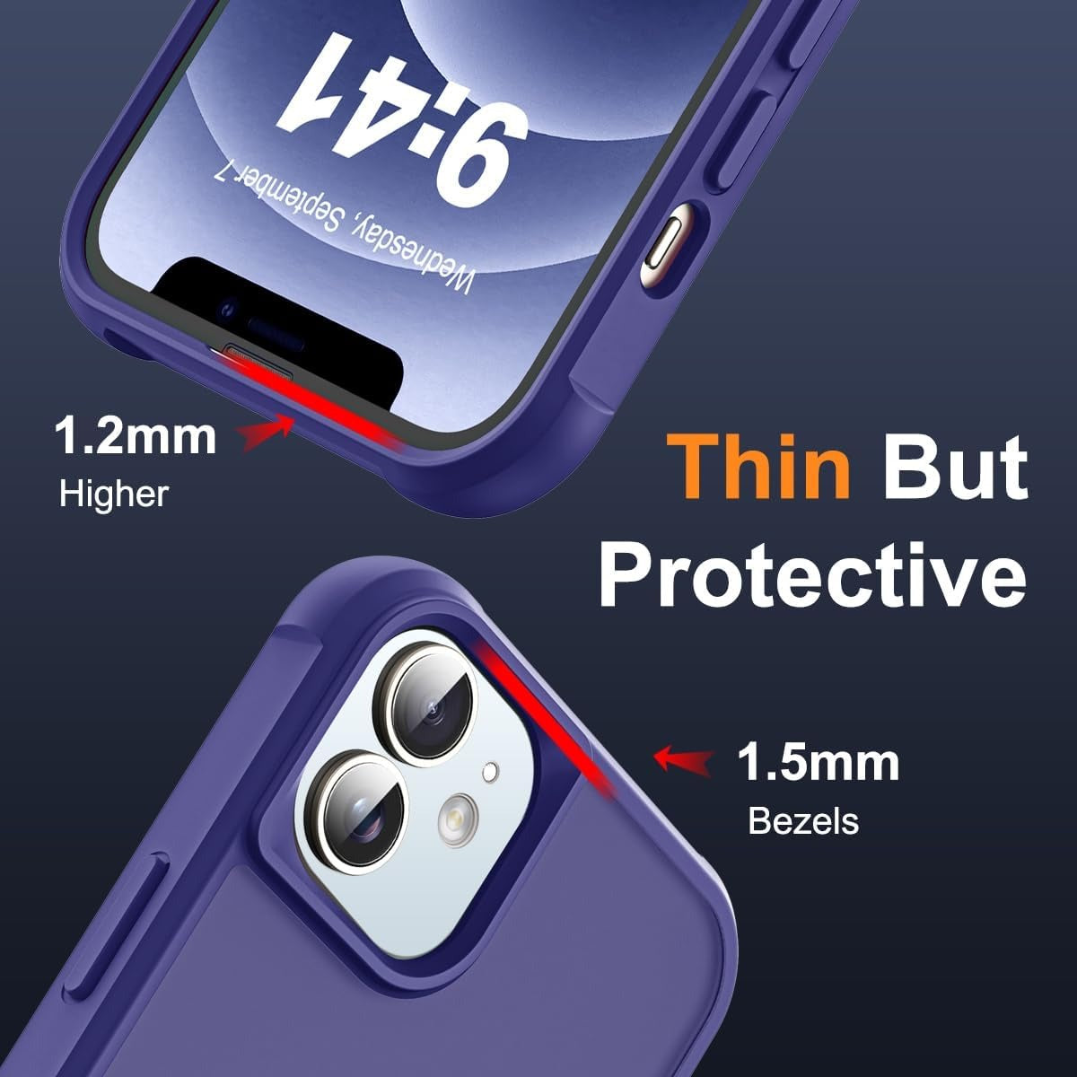 Compatible with iPhone 12 & iPhone 12 Pro Case | Invisible Magnetic O-Ring Stand | Translucent Shockproof Protective Case 6.1" | Mag-Safe Compatible | Anti-Slip Great Grip Feeling | Navy