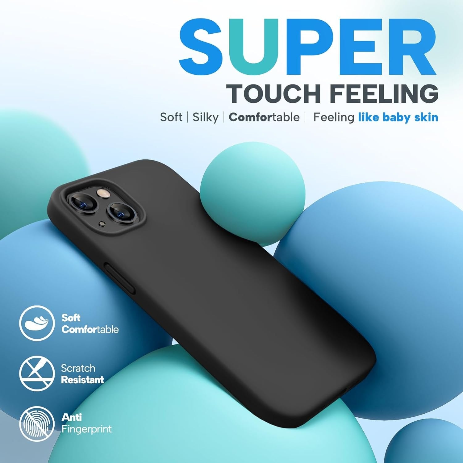 Liquid Silicone Shockproof Case for iPhone 13 | Soft Microfiber Lining | Anti-Scratch, Anti-Slip, Full Protection Phone Cover – Black