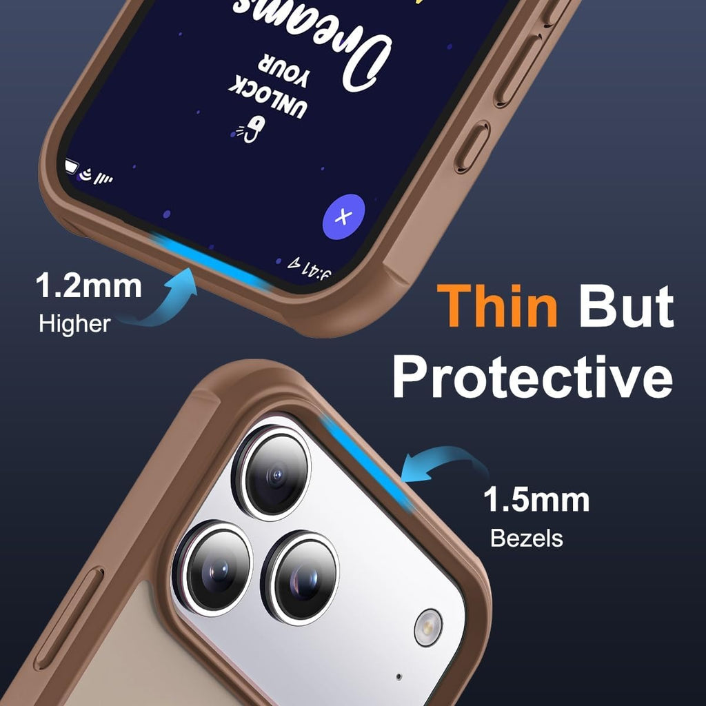 Brandson Compatible iPhone 17 Pro Case 🖤 Invisible Magnetic O-Ring Stand | Military-Grade Translucent Case | MagSafe Compatible | Great Grip Feeling
