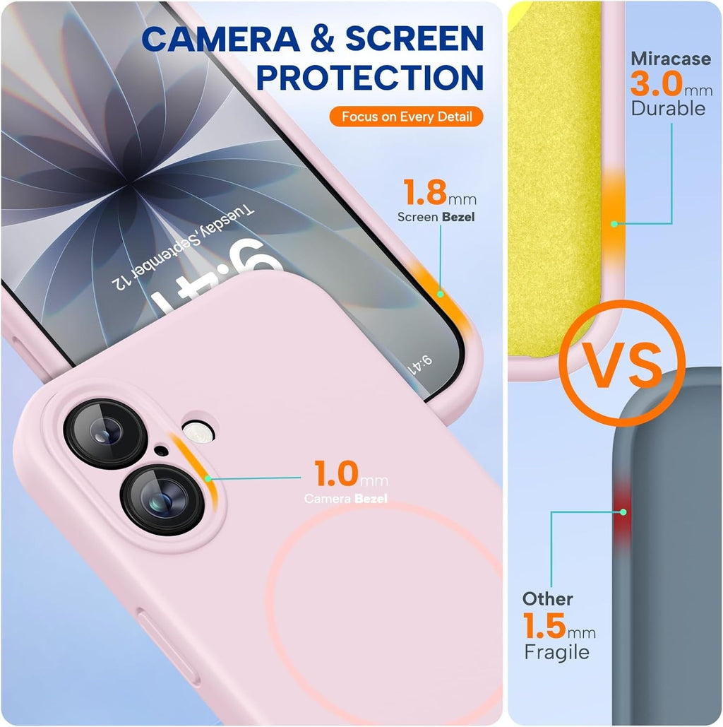 Brandson Magnetic iPhone 17 Case | MagSafe Compatible | 3.0 mm Thick Shockproof Silicone Back Cover | Integrated Camera Control Cover | Sand Pink