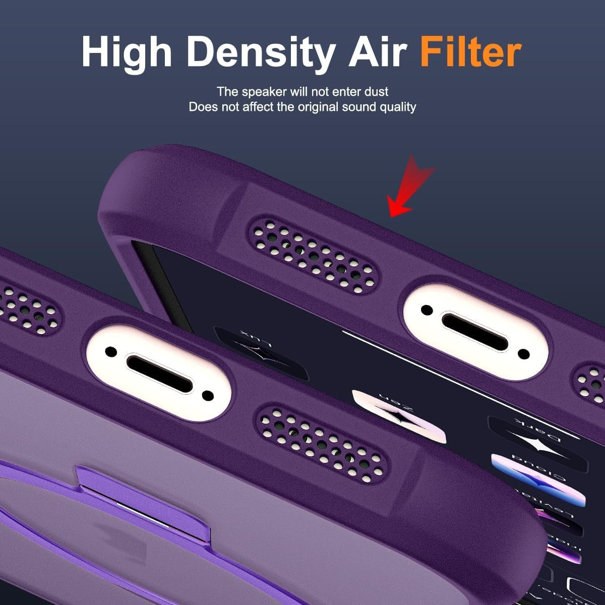 MagSafe Compatible Case for iPhone 16E (6.1", 2025) | Invisible Magnetic O-Ring Stand | Military-Grade Translucent Shockproof Cover – Purple