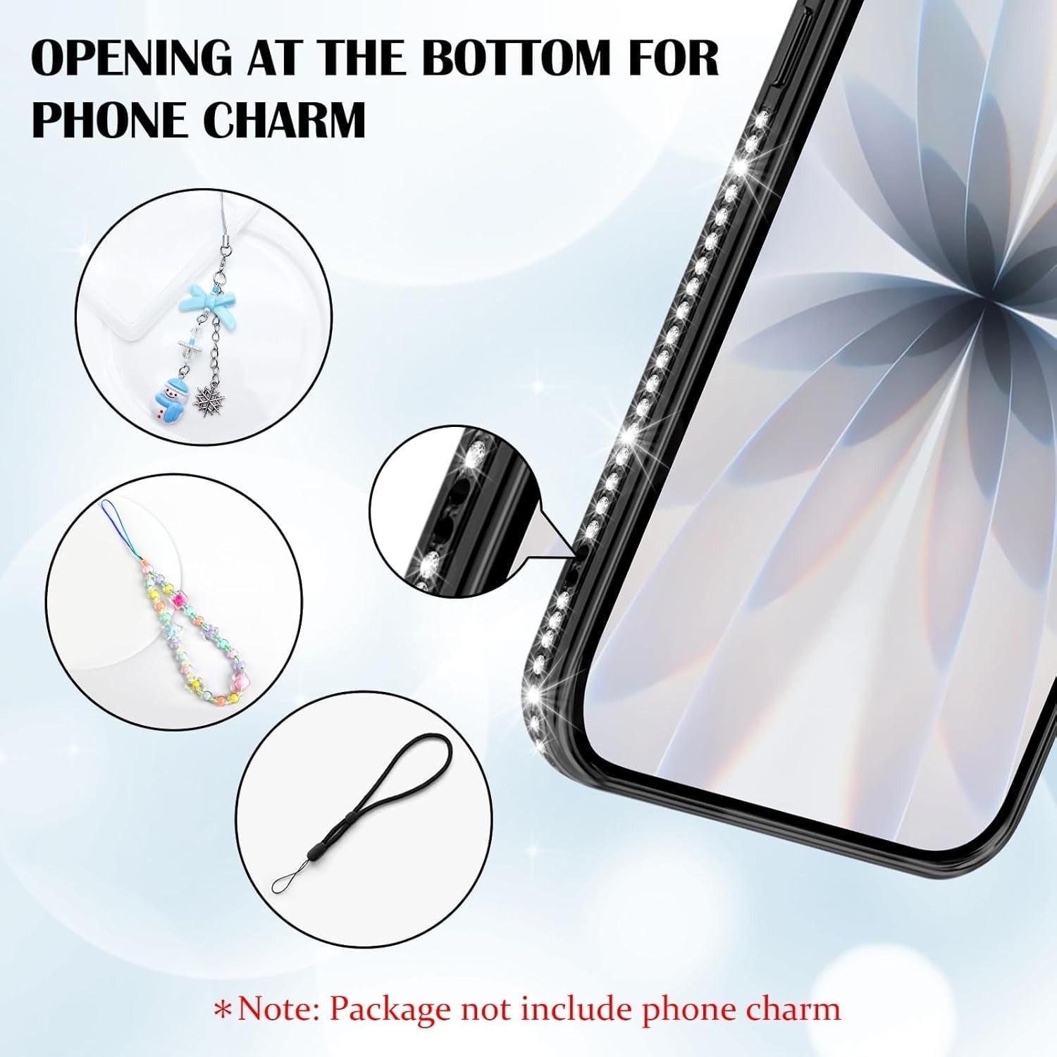 Brandson Luxury Sparkle MagSafe Case for iPhone 17 Pro Max – Diamond Camera Guard, Shockproof Transparent Cover, Black Shine Edition