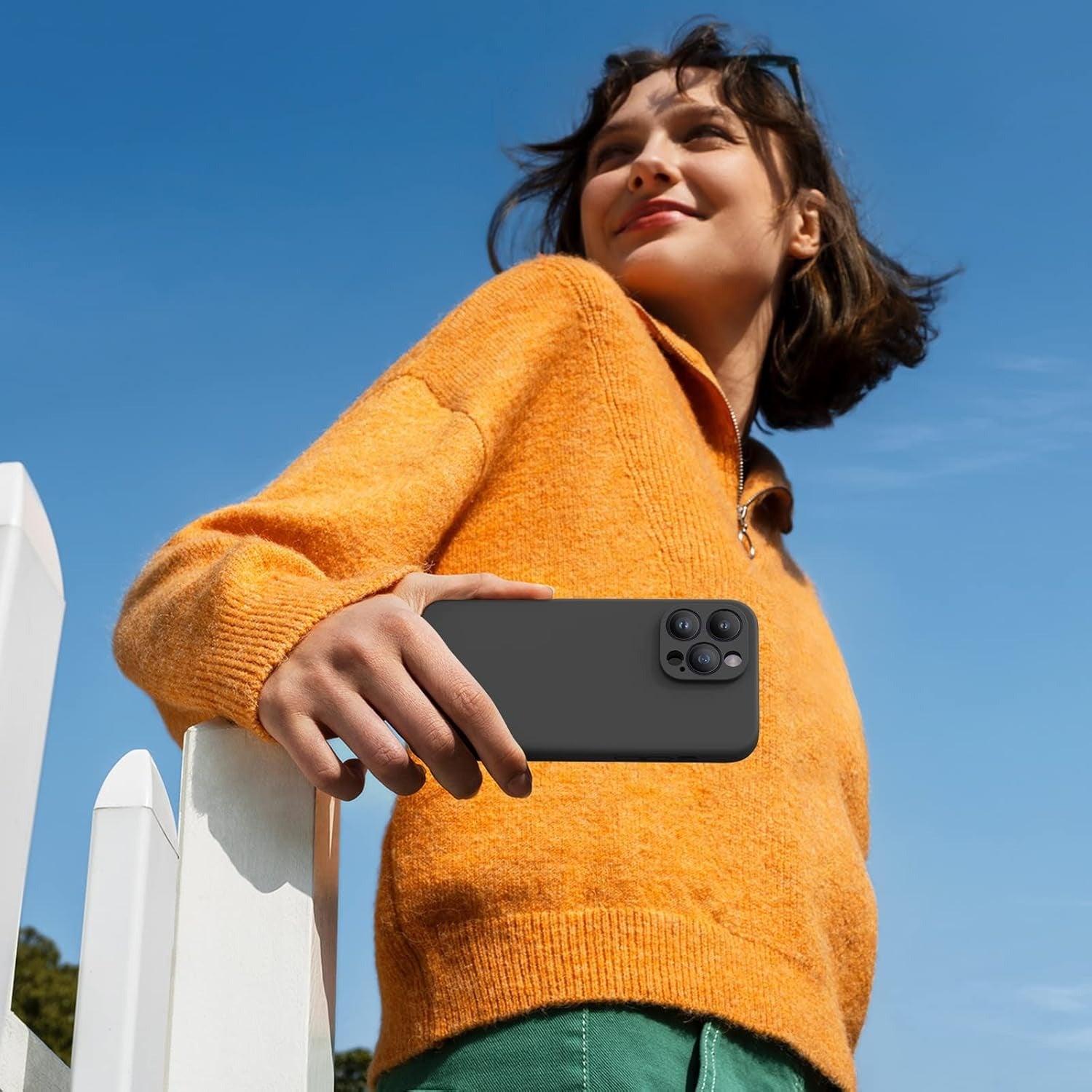 Liquid Silicone Case for iPhone 12 Pro Max | Soft Microfiber Lining | Shockproof Gel Rubber Protective Cover | Anti-Scratch, Drop Protection – Black