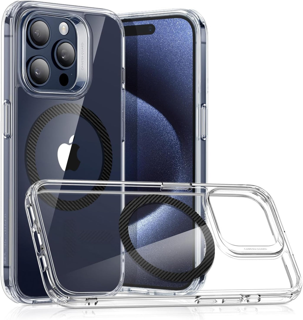 iPhone 15 Pro Max Case, Compatible with MagSafe, Military-Grade Protection, Yellowing Resistant, Scratch-Resistant Back, Magnetic Phone Case for iPhone 15 Pro Max – Classic Series, Carbon Fiber