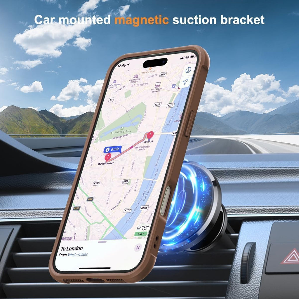 Brandson Compatible iPhone 16 Case 🖤 Invisible Magnetic O-Ring Stand | Military-Grade Translucent Case | MagSafe Compatible | Great Grip Feeling