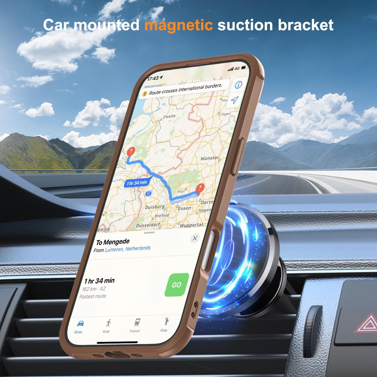 Brandson Compatible iPhone 17 Air Case 🖤 Invisible Magnetic O-Ring Stand | Military-Grade Translucent Case | MagSafe Compatible | Great Grip Feeling