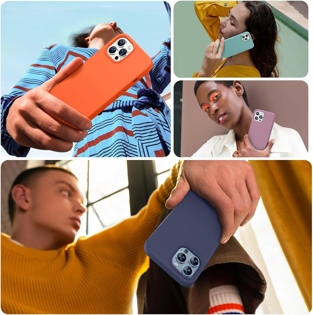 Brandson Liquid Silicone Case for iPhone 13 Pro Max (6.7") | Shockproof Soft Rubber Cover | Anti-Scratch Microfiber Lining | Screen Protector Included | Dark Blue