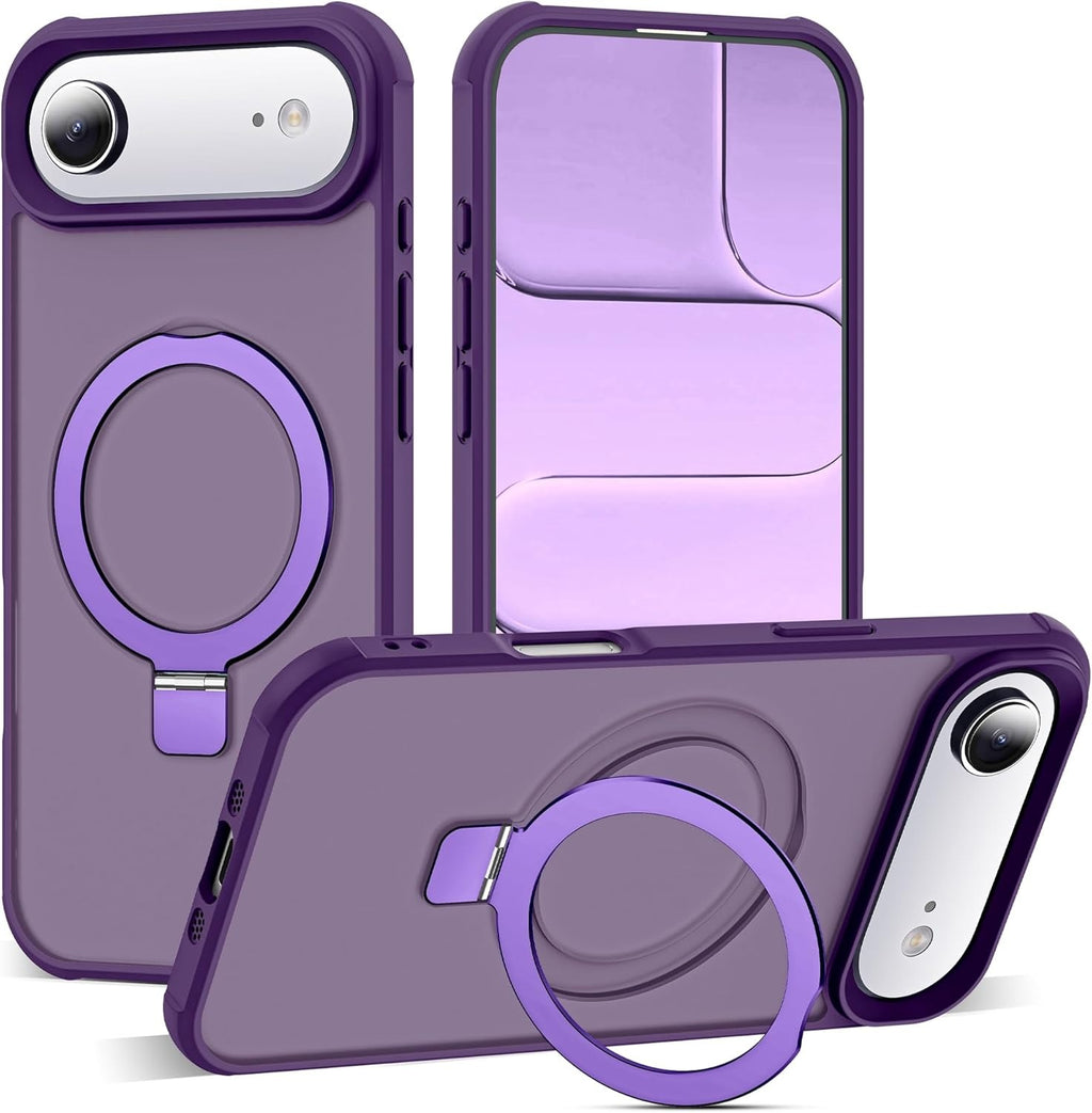 MagSafe Compatible Case for iPhone 17 Air (6.5") | Invisible Magnetic O-Ring Stand | Military-Grade Translucent Shockproof Phone Case – Purple