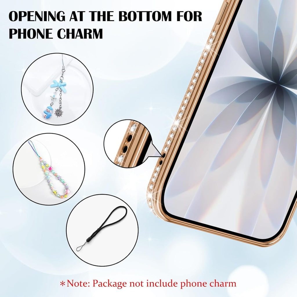 Brandson Luxury Sparkle MagSafe Case for iPhone 17 – Diamond Camera Guard, Shockproof Transparent Cover, Blue Shine Edition