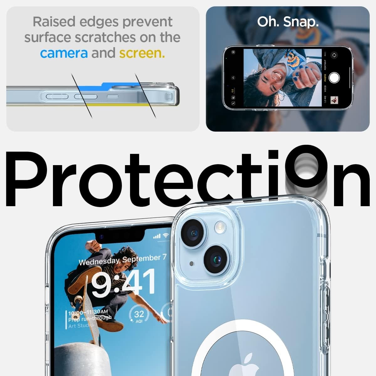 Brandson iPhone 14 Case | Ultra Hybrid MagFit Clear Cover | Anti-Yellowing | Shockproof Transparent | MagSafe Compatible