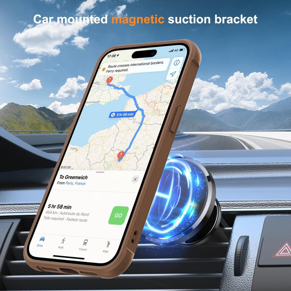 Brandson Compatible iPhone 15 Pro Case 🖤 Invisible Magnetic O-Ring Stand | Military-Grade Translucent Case | MagSafe Compatible | Great Grip Feeling
