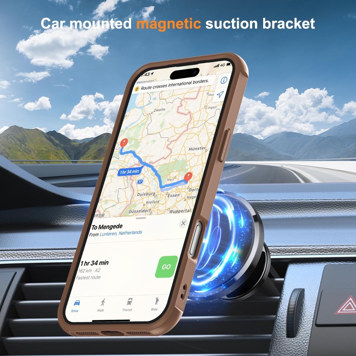 Brandson Compatible iPhone 17 Pro Max Case 🖤 Invisible Magnetic O-Ring Stand | Military-Grade Translucent Case | MagSafe Compatible | Great Grip Feeling