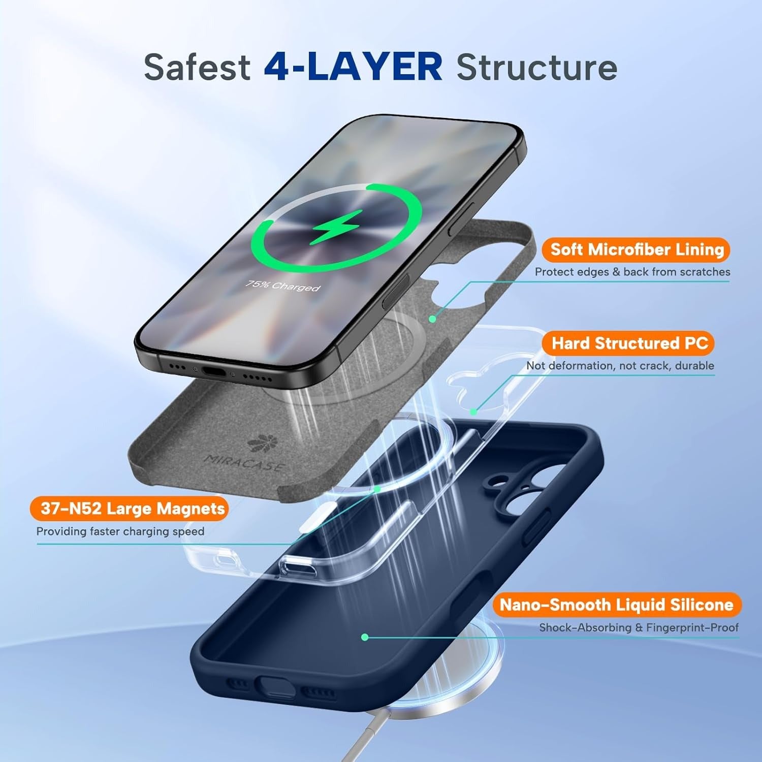 BRANDSON MagSafe Case for iPhone 17 - Dark Blue (3.0mm)