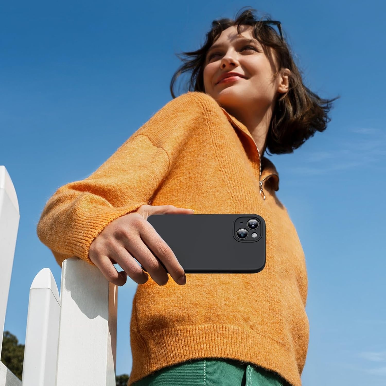 Miracase Liquid Silicone Case for iPhone 15 | Soft Microfiber Lining | Shockproof Gel Rubber Cover | Anti-Scratch Drop Protection Phone Case | Black