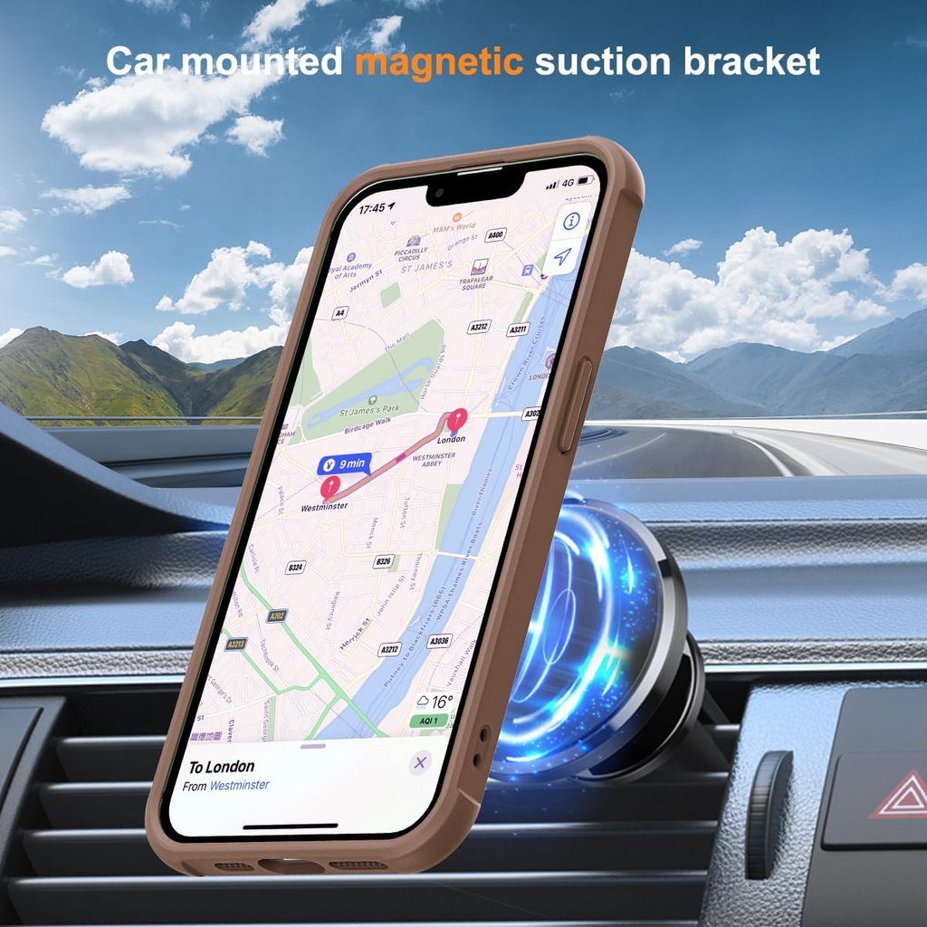 Brandson Compatible iPhone 16 Case 🖤 Invisible Magnetic O-Ring Stand | Military-Grade Translucent Case | MagSafe Compatible | Great Grip Feeling