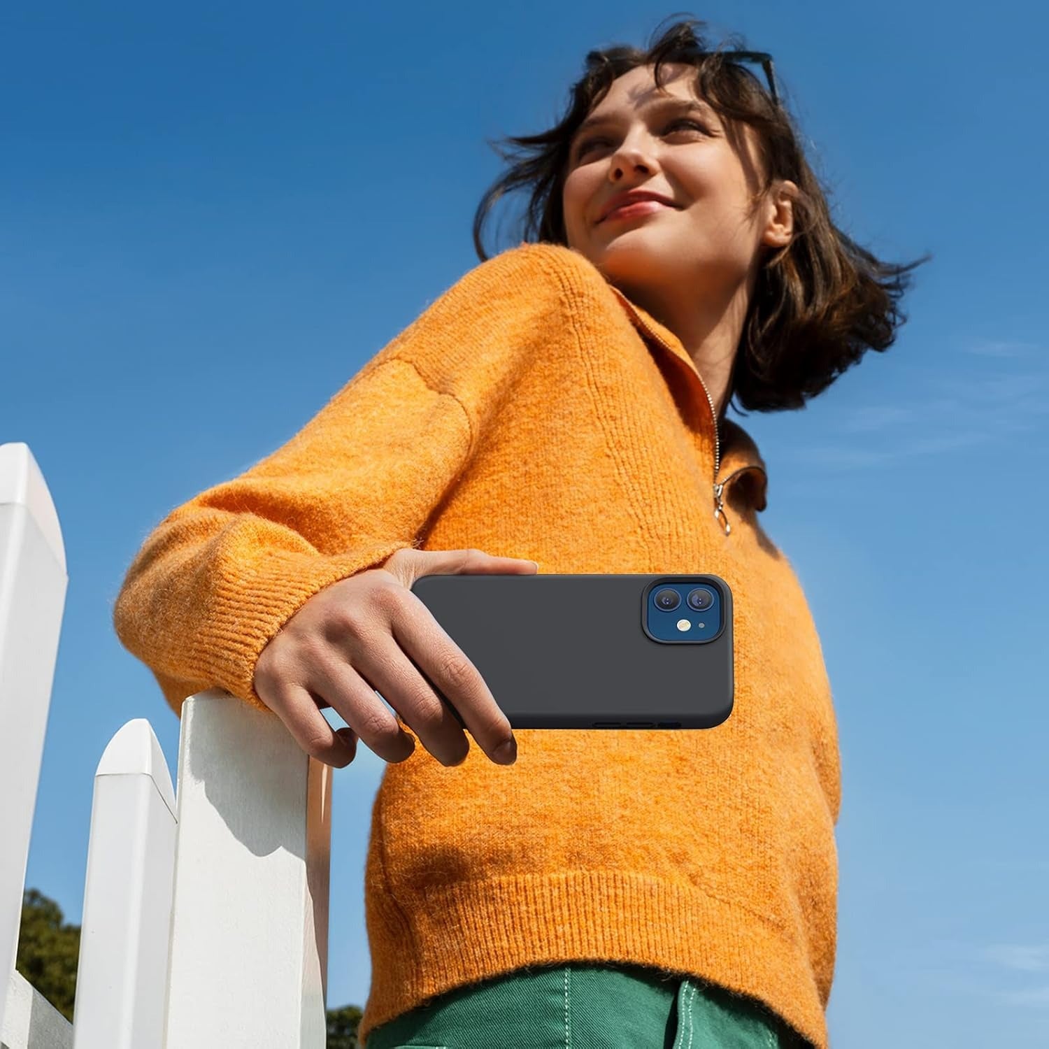 Liquid Silicone Case for iPhone 12 / 12 Pro | Soft Microfiber Lining | Shockproof Gel Rubber Cover | Anti-Scratch, Drop Protection – Black