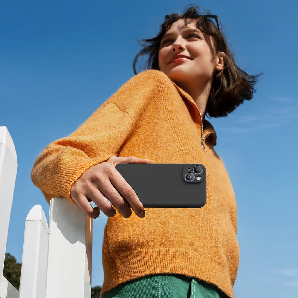 Liquid Silicone Case for iPhone 12 Pro Max – Soft Microfiber Lining, Shockproof Gel Rubber, Anti-Scratch Back Cover – Black