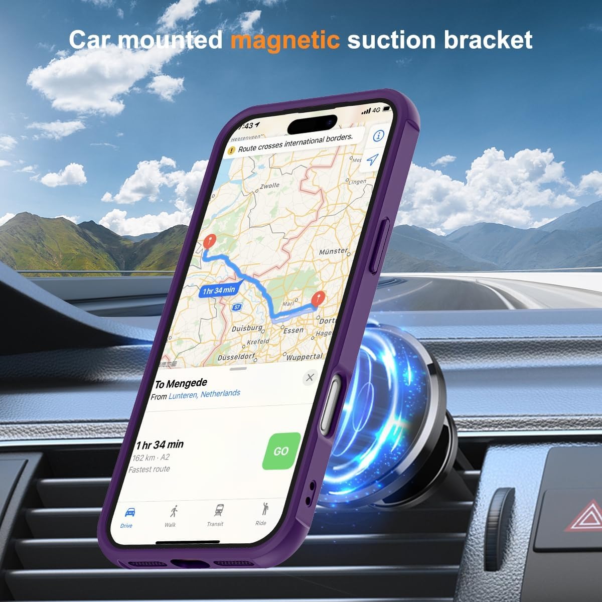 MagSafe Compatible Case for iPhone 17 Pro (6.3") | Invisible Magnetic O-Ring Stand | Military-Grade Translucent Shockproof Phone Case – Purple