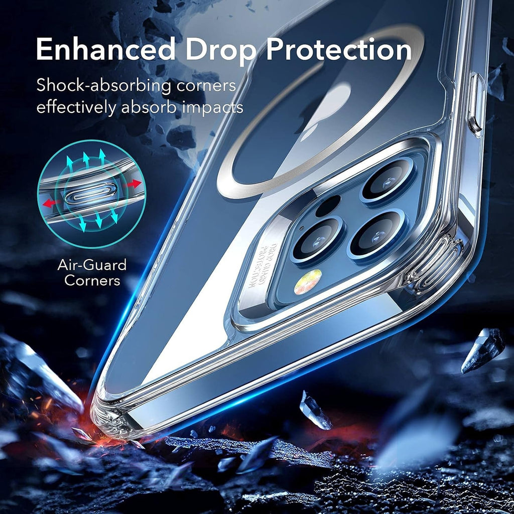 iPhone 12 / 12 Pro Case, Compatible with MagSafe, Clear Magnetic Protective Cover, Scratch-Resistant Back, Grippy Shockproof Frame